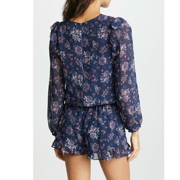 NWT MSRP $368 Joie Silk Cherita Floral Print Split Neck Romper - Picture 4 of 12